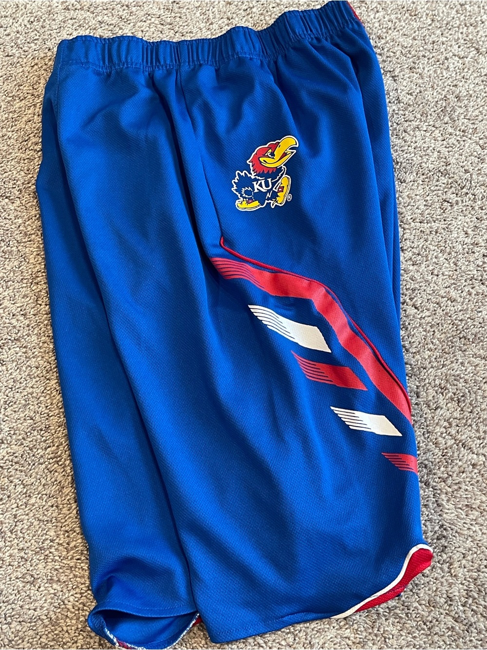 Adidas Kansas Jayhawks Basketball Shorts Youth XL Blue NCAA Athletic Mesh Shorts - Picture 3 of 4